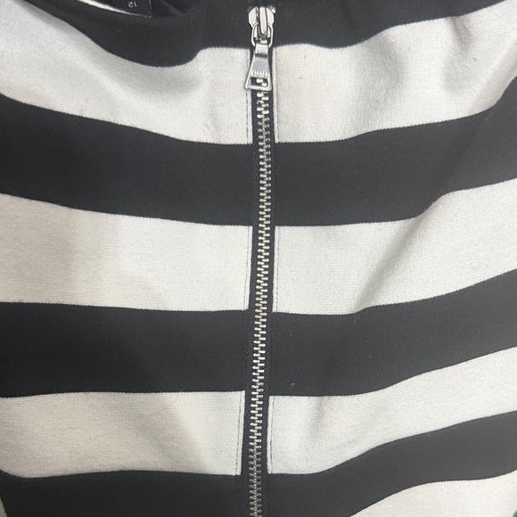 Express Strapless Black and White Striped Bodycon Dress - Picture 5 of 5